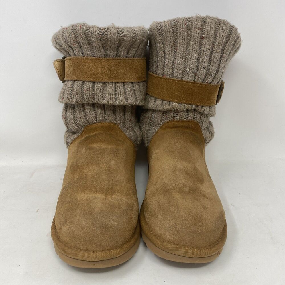 UGG Chestnut Cambridge Knit Womens Size US 6 Suede 1003175 Boots Booties